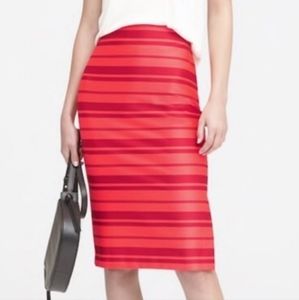 Banana Republic Red & Coral Pencil Skirt